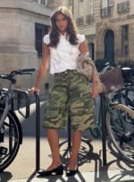 Cargo Pants Women Camouflage Wide Leg Knee Length Utility Shorts Cargo Pocket Casual Streetwear OEM Wholesale - Image 2