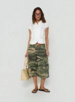 Cargo Pants Women Camouflage Wide Leg Knee Length Utility Shorts Cargo Pocket Casual Streetwear OEM Wholesale - Image 4