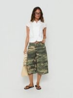 Cargo Pants Women Camouflage Wide Leg Knee Length Utility Shorts Cargo Pocket Casual Streetwear OEM Wholesale - Image 6