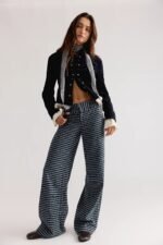 Women Pants Y2K Houndstooth Wide Leg High Waist Check Trousers Designer Style Loose Fit Palazzo Streetwear Wholesale Custom OEM - Image 2