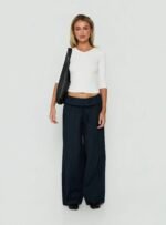 Women Wide Leg Knee Length Wide-leg Pants Button Fly Belt Loop Casual Summer OEM Wholesale - Image 2