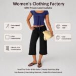 European Fashion Wide Leg Pants Women Drawstring Waist Black Cropped Culottes Casual Summer OEM Wholesale