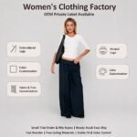 Women Wide Leg Knee Length Wide-leg Pants Button Fly Belt Loop Casual Summer OEM Wholesale