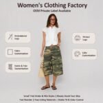 Cargo Pants Women Camouflage Wide Leg Knee Length Utility Shorts Cargo Pocket Casual Streetwear OEM Wholesale