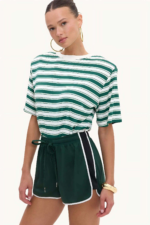 OEM/ODM Bulk Orders: Women's Striped Two-Piece Set (Short-Sleeve T-Shirt & Side-Stripe Drawstring Shorts) – Factory Custom Logo – Casual Workwear - Image 4