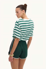 OEM/ODM Bulk Orders: Women's Striped Two-Piece Set (Short-Sleeve T-Shirt & Side-Stripe Drawstring Shorts) – Factory Custom Logo – Casual Workwear - Image 2