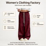 OEM/ODM Bulk Orders: Women's Wide-Leg Pants with Leopard-Print Side Stripes and Drawstring Waist – Factory Custom Logo, Suitable for Casual Wear.