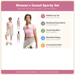 Women's Ribbed T-Shirt and Athletic Shorts Set – Casual Two-Piece Summer Outfit with Drawstring (Streetwear Style) – Wholesale & Custom OEM Available - Image 4