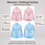 Women's 2-Piece Athletic Set: Cropped Zip-Up Jacket & High-Waisted Shorts – Suitable for Fitness, Running, and Casual Wear (Wholesale/OEM)