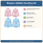 Women's 2-Piece Athletic Set: Cropped Zip-Up Jacket & High-Waisted Shorts – Suitable for Fitness, Running, and Casual Wear (Wholesale/OEM) - Image 4