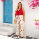 Factory Straight Hair Ladies Plus Size Summer Casual Fruit Stamp Printed Mid Waist Wide Leg Pants Vacation Wind Ins Regular Fit - Image 2