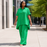 Custom Solid Matching Set Casual Summer Vacation Sleeveless Breathable Top High Waist Wide Leg Loose Pants 2 Piece Outfit Women