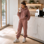 Custom Logo Women Winter Breathable Fleece Short Crop Top Hoodies Drawstring Hooded Pullover Set Elastic Waist Pants Streetwear - Image 4