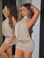 Factory Ladies Sleeveless Crew Neck Mini Sexy Club Eco-Friendly Breathable Washable Spring ODM Ball Gown High Waist Plain Dyed - Image 5