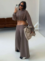 Women Fall Sets 2 Piece Outfit Casual Lounge Long Sleeve Top Pants Sets Autumn Clothing Comfortable Daily Wear Wholesale Factory - Image 2
