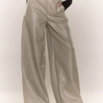 High Quality Custom Waterproof Winter Casual Oversized Loose Wide Leg PU Imitation Leather Pants