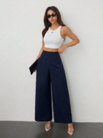 Women's High Waist Loose Wide Leg Pants Stretch Fabric Breathable Eco-Friendly Anti-Wrinkle Casual OEM Daily Office