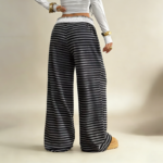 Women's Spandex/Polyester Breathable Eco-Friendly Sweat-Wicking Drawstring Mid Waist Striped Spring Regular Fit Full-Length - Image 2